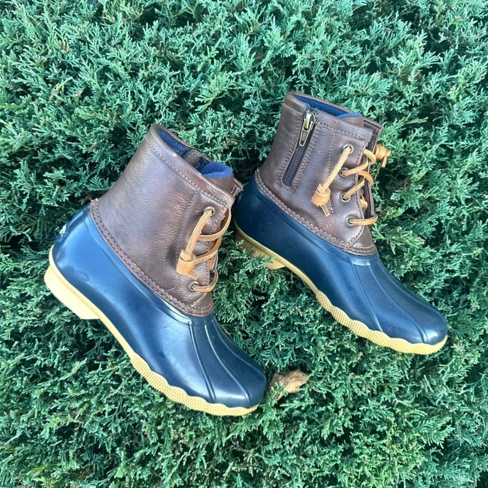 Sperry Topsider Saltwater Duck Boots Little‎ Kids Size 1M Blue Brown